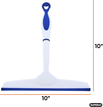 Superio Rubber Squeegee, 2 Pack, Streak Free All Purpose Window Squeegee, Comfort Grip Handle and Hanging Hook (Red, 10 Inch- 2 Pack)