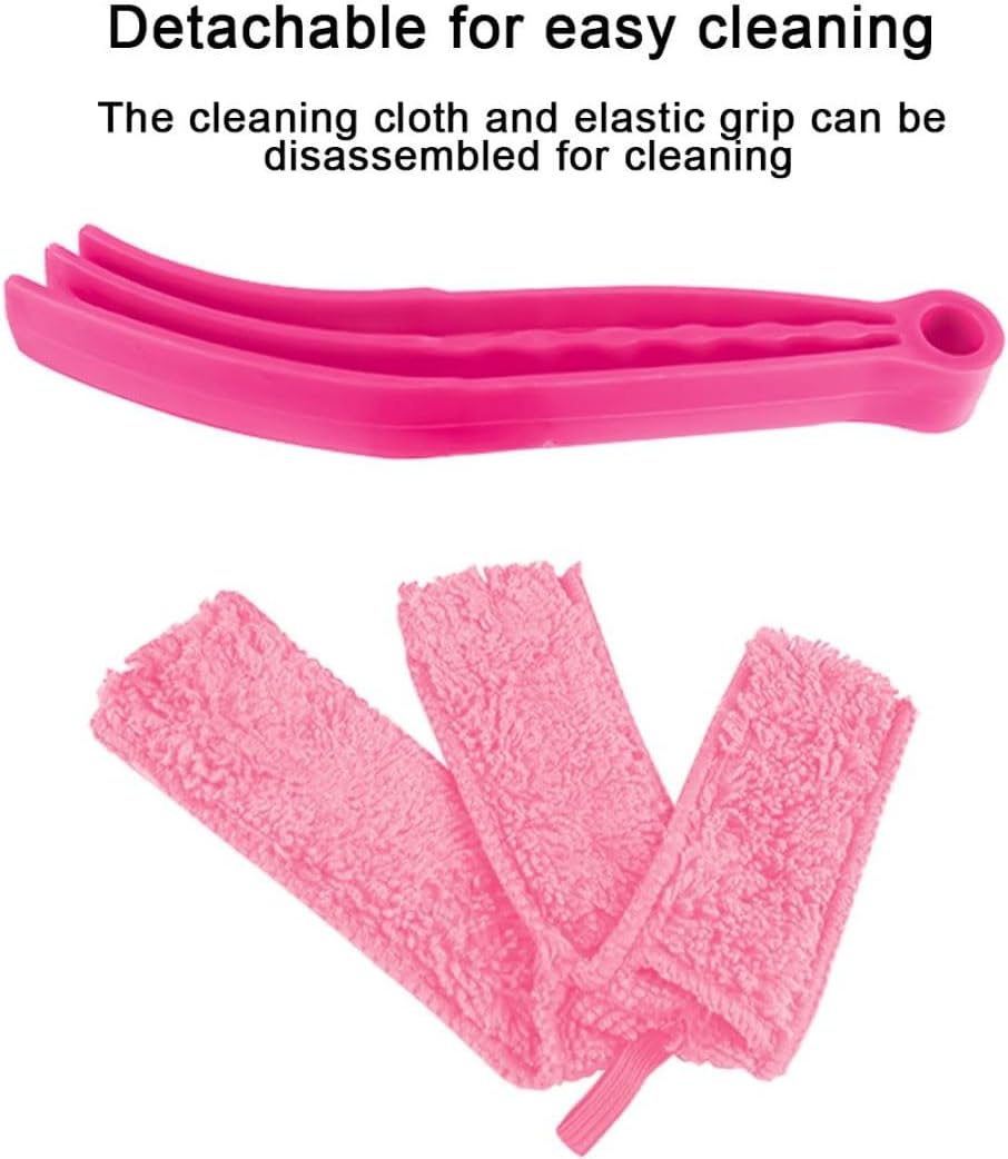 3PCS Mini Duster for Car Air Vent, Automotive Air Conditioner Cleaner and Brush, Vehicle Blind Dust Cleaning Tool for Keyboard, Window, Shutter, Universal for SUV, Truck, RV（Rose Red）