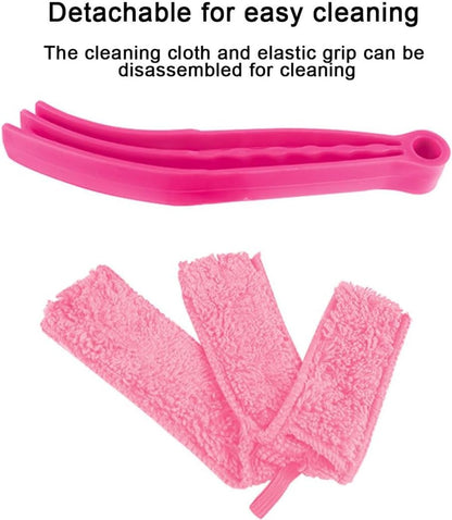 3PCS Mini Duster for Car Air Vent, Automotive Air Conditioner Cleaner and Brush, Vehicle Blind Dust Cleaning Tool for Keyboard, Window, Shutter, Universal for SUV, Truck, RV（Rose Red）