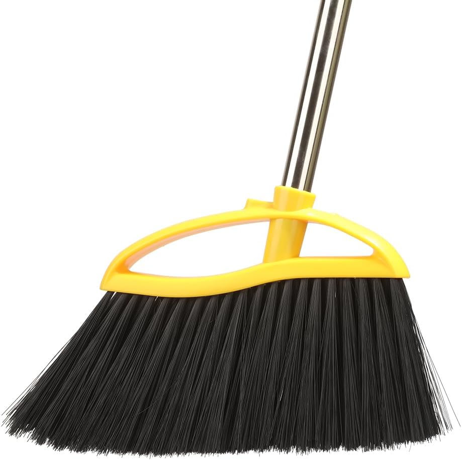 Broom and Stainless Steel Dustpan Set for Home,Metal Dust Pan and Soft Bristles Indoor Kitchen Broom for Office,Lobby