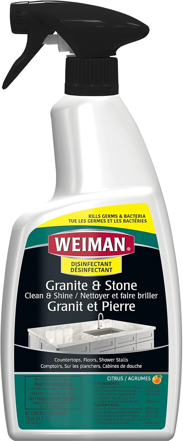 Weiman Granite Cleaner and Polish - 12 Fluid Ounce - Enhances Natural Color in Granite Quartz Marble Soap Stone and More