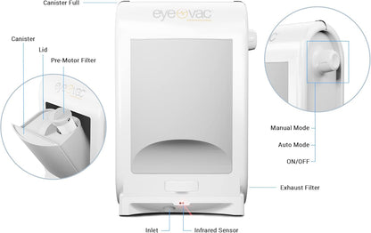 EyeVac Pro Touchless Vacuum Automatic Dustpan - Ultra Fast & Powerful - Great for Sweeping Salon Pet Hair Food Dirt Kitchen, Corded Canister Vacuum, Bagless, Automatic Sensors, 1400 Watt (Black)