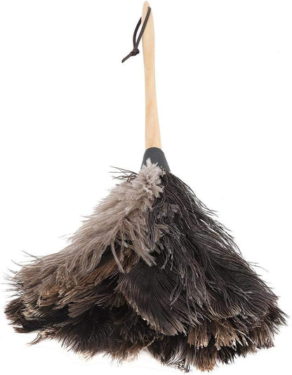 Duster, Handmade Washable Non-electrostatic Ostrich Feather Duster with Wooden Handle Household for Housewife