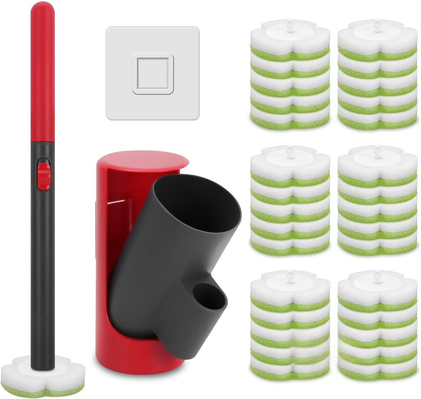 Disposable Toilet Brush Kit with 30 Refills, No-Touch Toilet Wand Cleaning System, Wall Mounted Toilet Bowl Cleaner for Bathroom, Sink, Bathtub – Hygienic Deep Cleaning