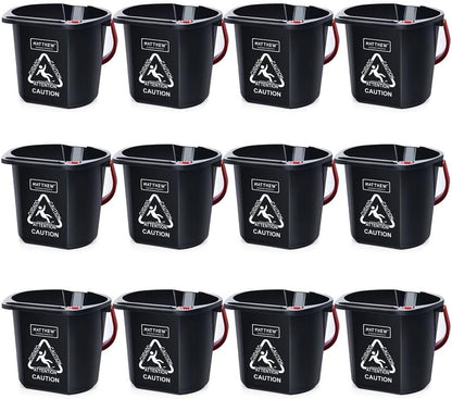 Matthew Cleaning 4.2 Gallon Mop Bucket, Heavy Duty Plastic Cleaning Bucket with Built-in Pour Spout, Mop Holder and Comfort Grip Handle, House and Commercial Cleaning Supplies, 1 Pack Black