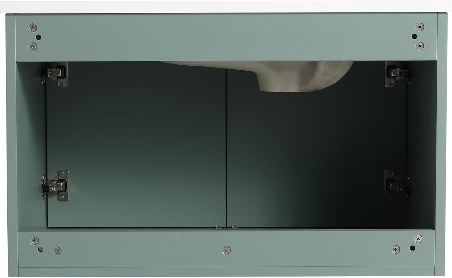 SSLine Modern 24-Inch Bathroom Vanity with Sink Wall Mounted Bathroom Vanity with Top Basin & Storage Cabinet White Wood Floating Vanity w/Ceramic Sink & Gold/Black Handles for Small Space