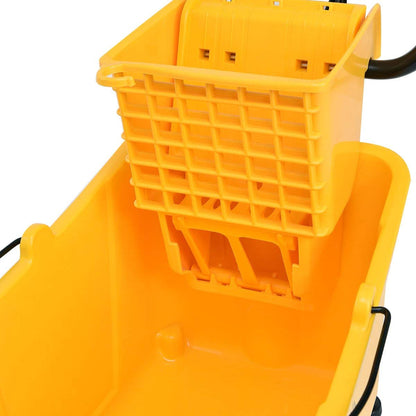 Giantex Side Press Wringer Commercial Mop Bucket, 35 Qt Larger Capacity Cleaning Caddy with Wheels, Yellow