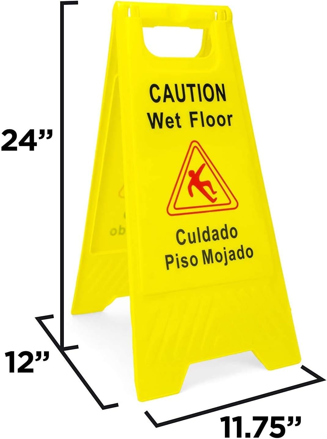 Simpli-Magic Side Press Wringer Combo Commercial Mop Bucket on Wheels, 35 Quart,Yellow, Including Wet Floor Caution Sign and Set, Polyethylene