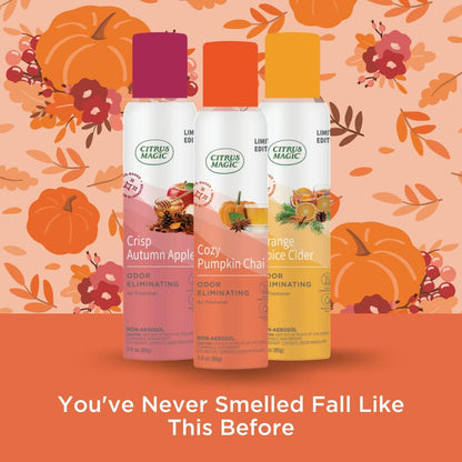 Citrus Magic Limited Edition Natural Odor Eliminating Air Freshener Spray, Orange Spice Cider, 3-Ounce, Pack of 3