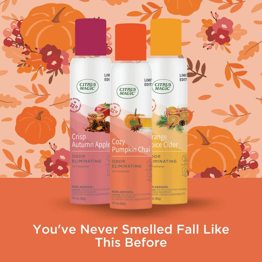 Citrus Magic Limited Edition Natural Odor Eliminating Air Freshener Spray, Orange Spice Cider, 3-Ounce, Pack of 3