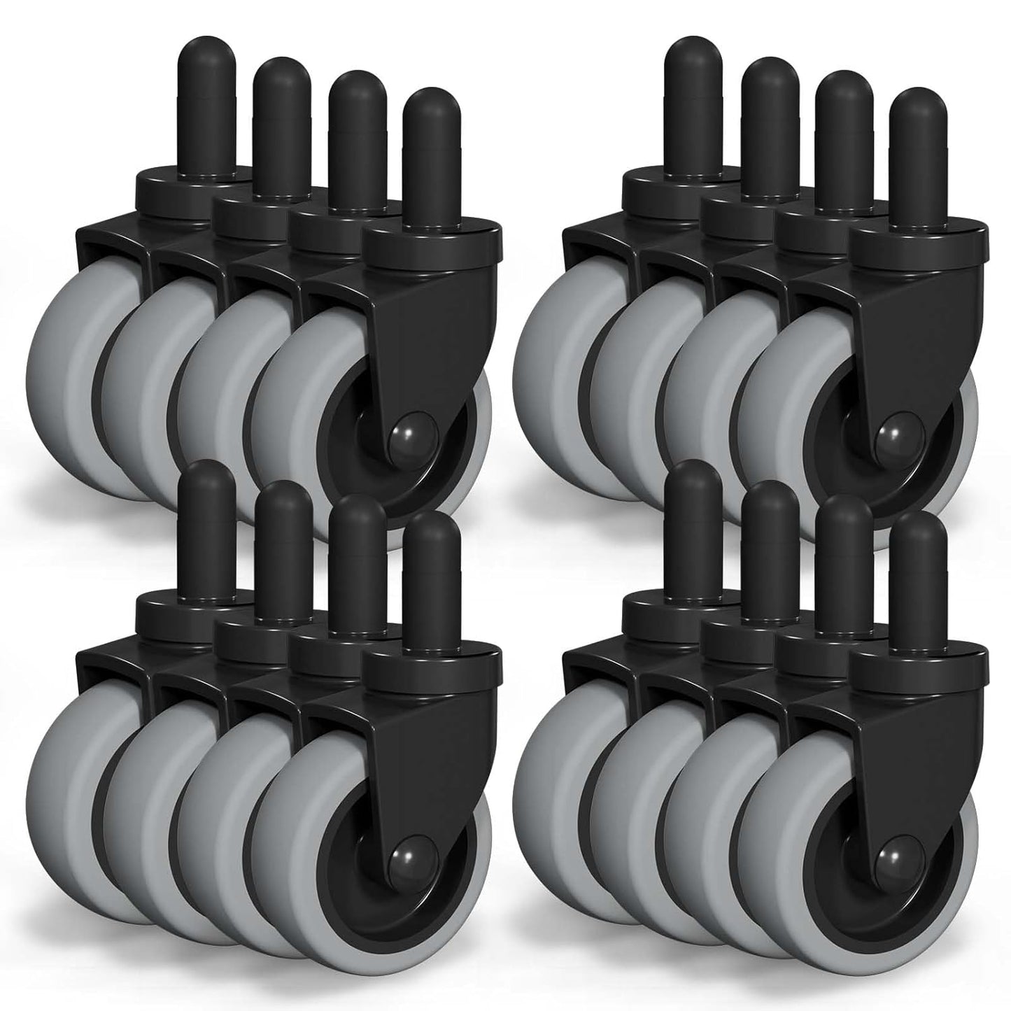 AAGUT Mop Bucket Casters Replacement 3" Set of 16 Swivel Bayonet Caster Non-Marking Thermoplastic Rubber Wheels Compatible with Rubbermaid Models& Wavebrake