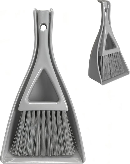 Dust Pan Broom Brush Dustpan -Mini Broom and Dustpan Combo Set, Handheld Sweeper Cleaning for Tables, Keyboards, Guinea Pig Cage, and Cat Litter, etc. (White)