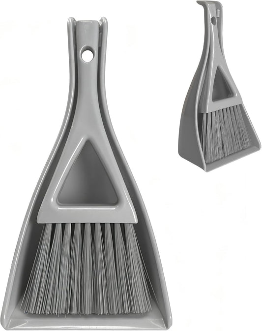 Dust Pan Broom Brush Dustpan -Mini Broom and Dustpan Combo Set, Handheld Sweeper Cleaning for Tables, Keyboards, Guinea Pig Cage, and Cat Litter, etc. (White)