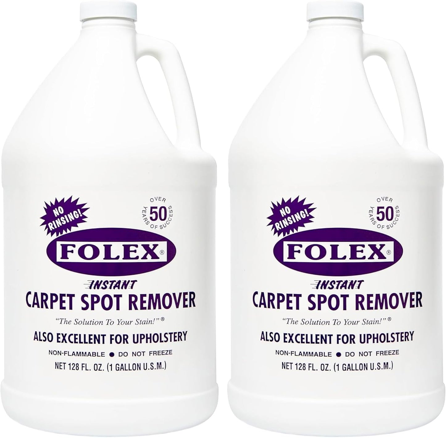 FOLEX 128 oz Instant Carpet Spot Remover Carpet Cleaner Gallon Refill - Removes Pet Accidents, Grease, Red Wine and More - 2 Pack