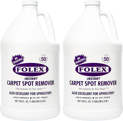 FOLEX 128 oz Instant Carpet Spot Remover Carpet Cleaner Gallon Refill - Removes Pet Accidents, Grease, Red Wine and More - 2 Pack