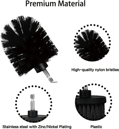 8 Pack Drill Brush Attachment Set,1/4in Power Scrubber Brush + Extend Long Rod, Power Cleaning Scrub Brush for Bathroom, Tub, Tile, Floor, Grout, Boat(White)