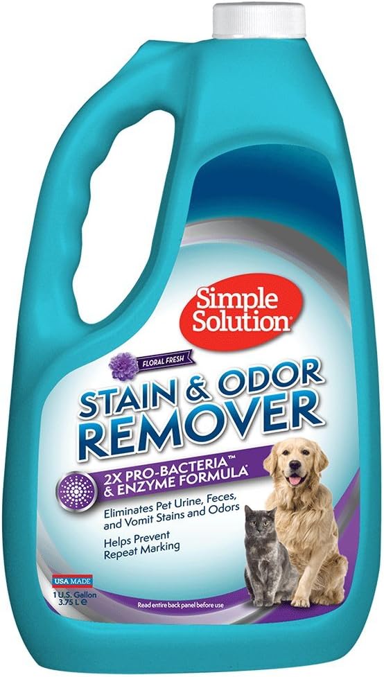 Simple Solution Stain and Odor Eliminator Spray, Enzyme Carpet Cleaner for Dogs and Cats, Pet Stain Remover and Urine Odor Eliminator, Multi Surface Pet Cleaning Solution, 32 oz (Pack of 2)