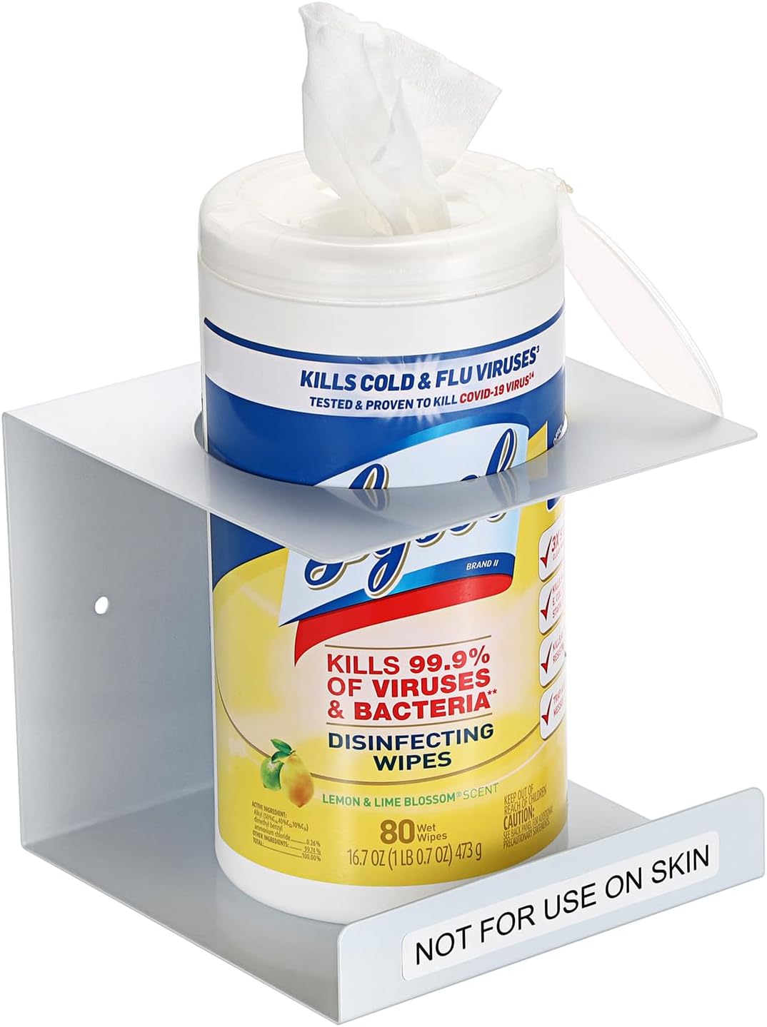 KoKone Wall Mount Wipes Dispenser Compatible for Clorox Lysol - Metal Wipe Canister Holder Cleaning Wipe Holder Container - White Wall Wipes Dispenser Keeper for Kitchen Bathroom Public Restroom