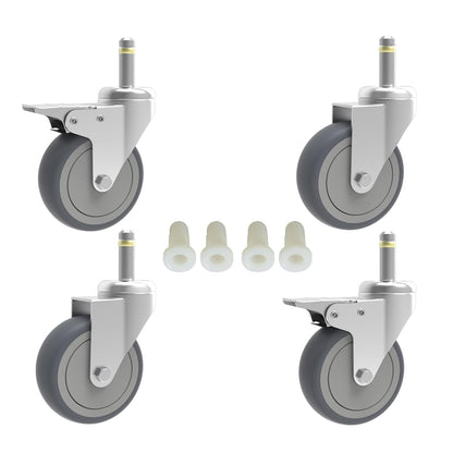 RILIDRI 3-Inch Swivel Stem Caster for Rubbermaid Mop Bucket Utility Cart, 7/16-Inch Stem Diameter Rubber Wheel Set of 4, Heavy Duty TPR Weber Grills Shop Vac Replacement Wheels
