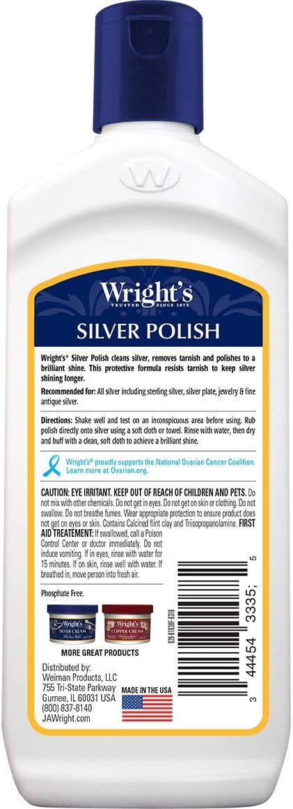 Wright's Silver Cleaner and Polish - 7 Ounce - Ammonia Free - Use on Silver, Jewelry, Antique Silver, Gold, Brass, Copper and Aluminum