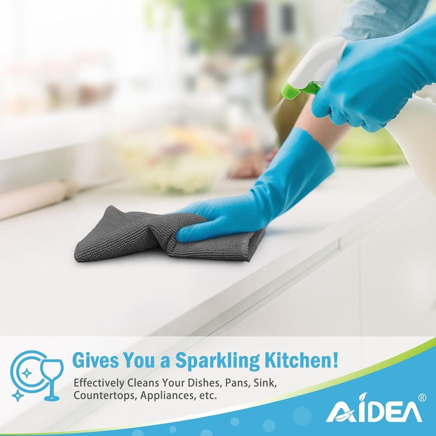AIDEA Microfiber Cleaning Cloth-50PK, Soft Microfiber Towels for Cars, Absorbent Cleaning Rags, Lint-Free Streak-Free Wash Cloths for House, Kitchen, Window(12in.x12in)