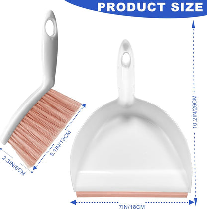 Mini Broom and Dustpan Set Small Dust pan & Brush Set Portable Cleaning Tools for Home Office RV Camping Learning (Green)