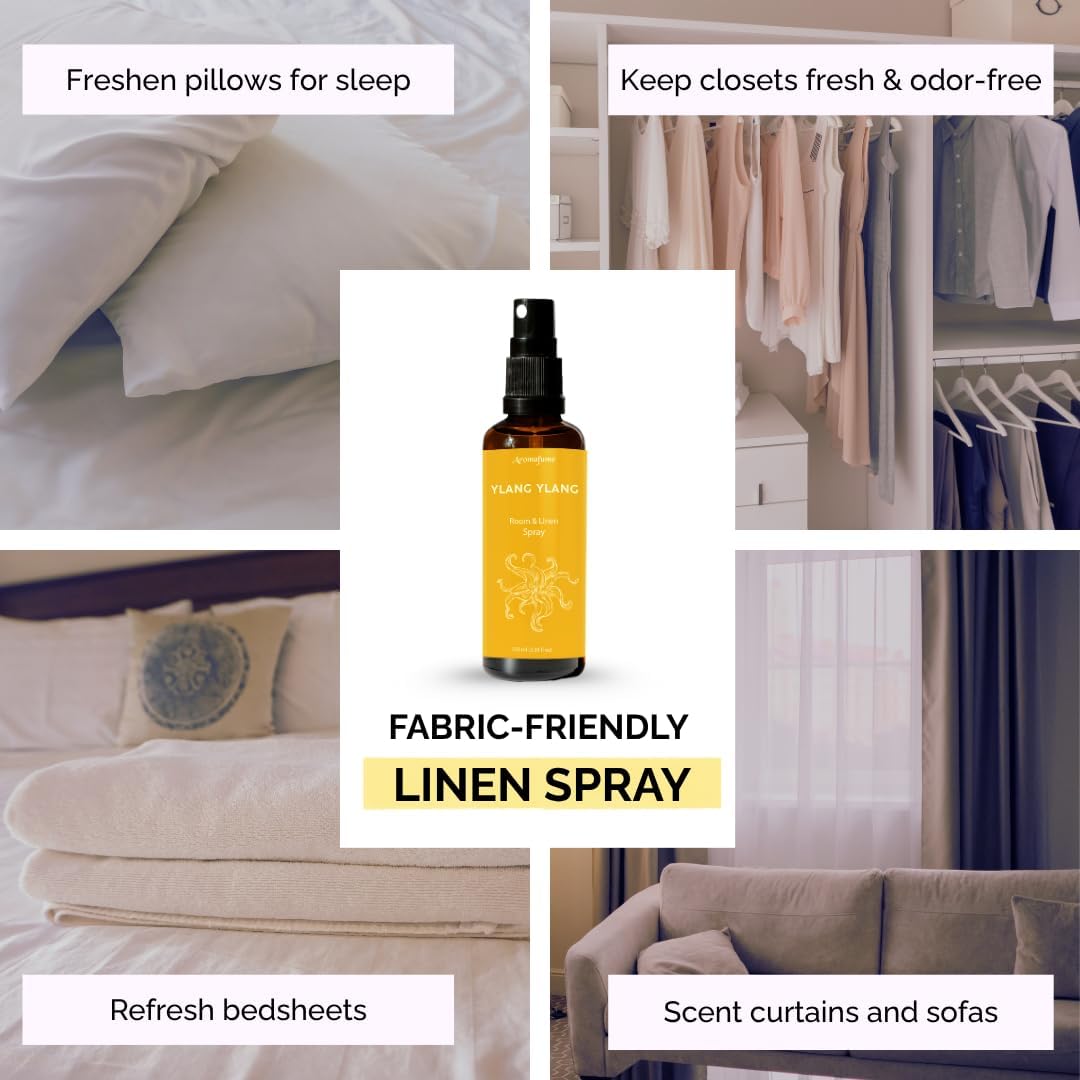 Vanilla Room, Linen & Pillow Spray by Aromafume | 100ml/3.38 fl oz | with Pure Vanilla Essential Oil | Aromatherapy Spray | Mist for Bedding, Fabrics