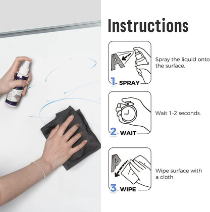 loukin Non-Toxic Whiteboard Cleaner, 8.5 fl oz Dry Erase Board Cleaner, Whiteboard Cleaning Spray with Cloth, Removes Stubborn Marks from Whiteboards
