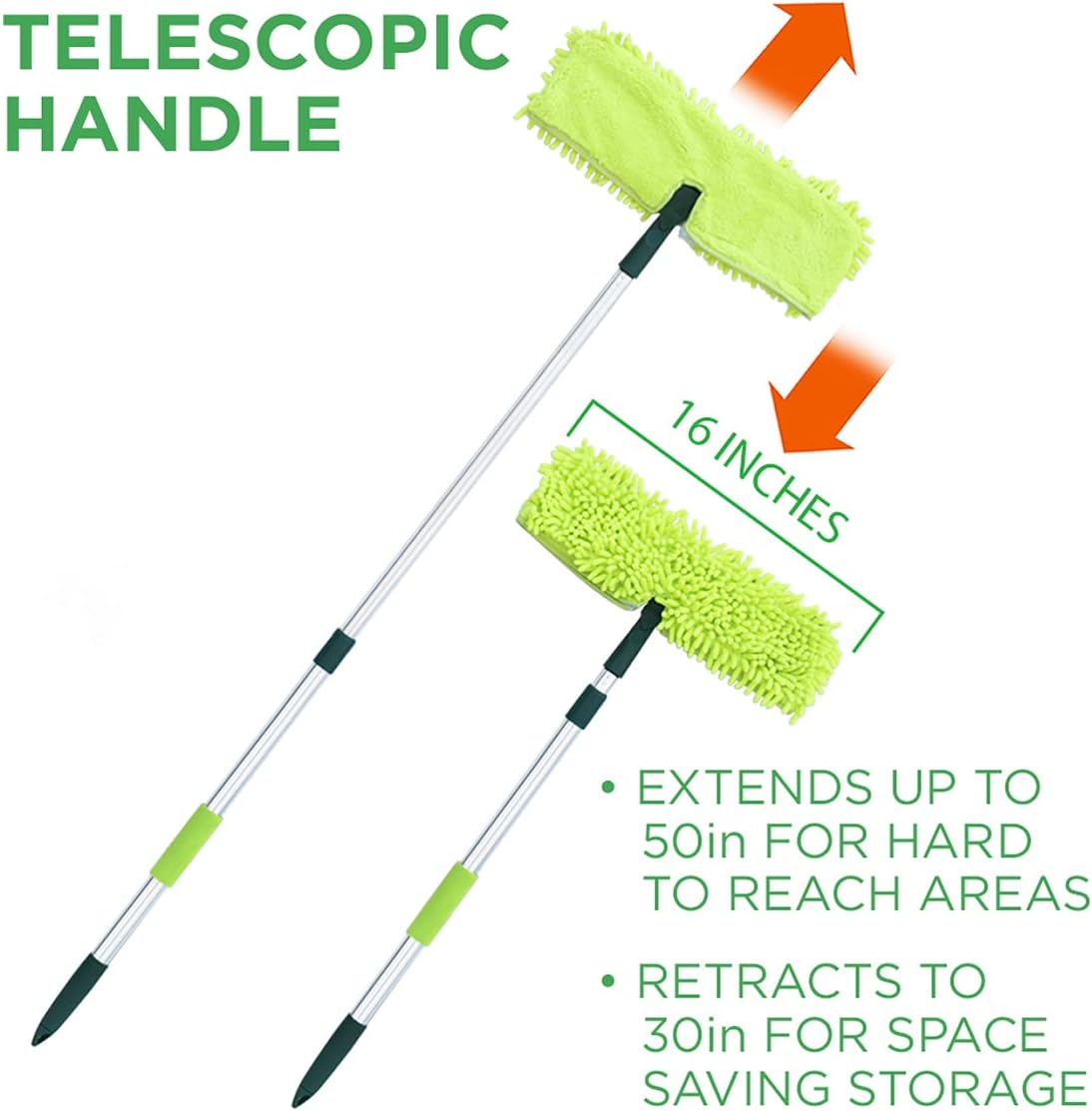 Pine-Sol Microfiber Mop Self Wringing – Easy Squeeze Twist Design for Wet Mopping | Household Cleaning Tool for Tile, Linoleum, Laminate Floors | Extendable Metal Handle