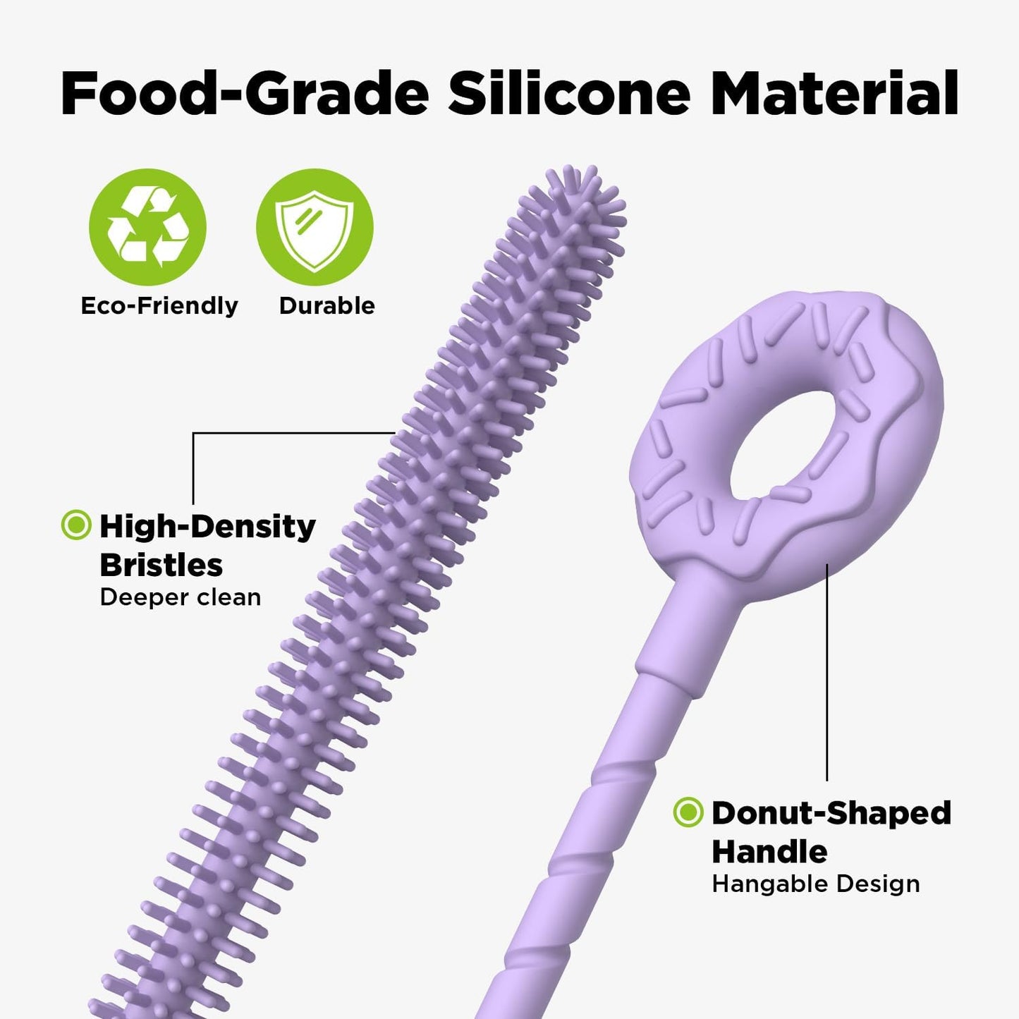 2 Pcs Silicone Straw Cleaner Brush, Extra Long Cleaning Brushes for Straws, 6mm&9mm, Blue