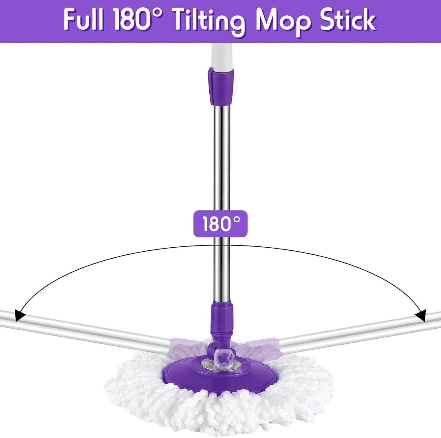 Spin Mop Replacement Handle 360 Degree Spin Mop Pole Handle Replacement Rotating Telescopic Stick for Head Replace Spinning Household Cleaning Accessories for Home(Cute Blue)