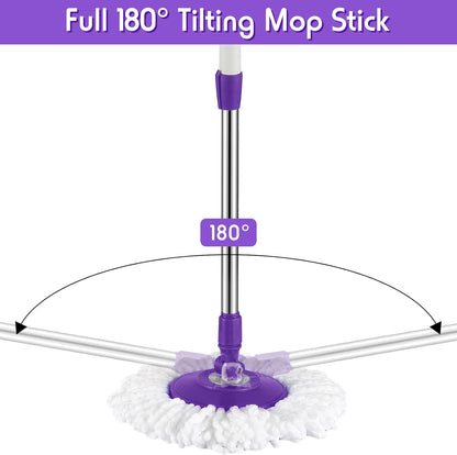 Spin Mop Replacement Handle 360 Degree Spin Mop Pole Handle Replacement Rotating Telescopic Stick for Head Replace Spinning Household Cleaning Accessories for Home(Cute Blue)