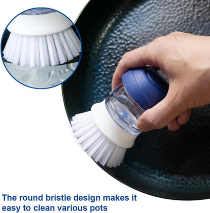 CELOX 2 Pack Dish Brush with Soap Dispenser Soap Dispensing Palm Brush for Cleaning Pots, Dishes
