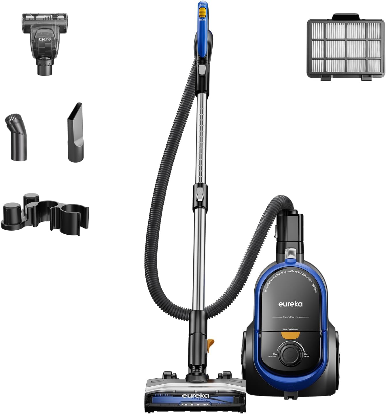 Eureka WhirlWind Bagless Canister 2.5L Vacuum Cleaner, Lightweight Vac for Carpets and Hard Floors, NEN110A, Blue