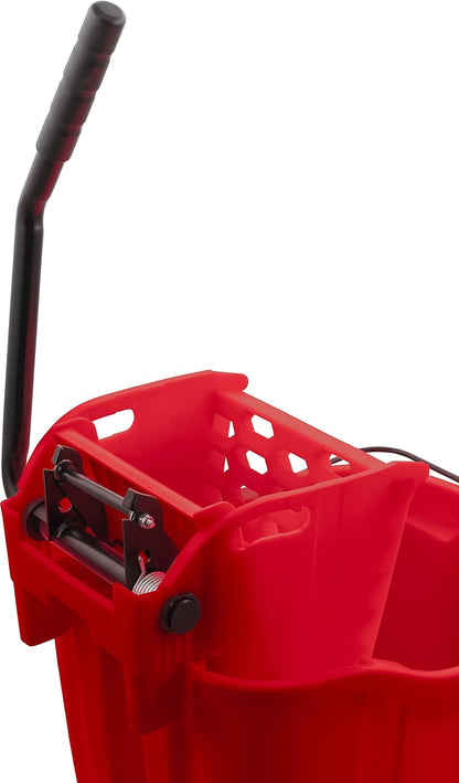 Carlisle FoodService Products Omnifit Mop Bucket with Side Press Wringer for Floor Cleaning, Kitchens, Restaurants, Office, And Janitorial Use, Polypropylene (Pp), 35 Quarts, Red