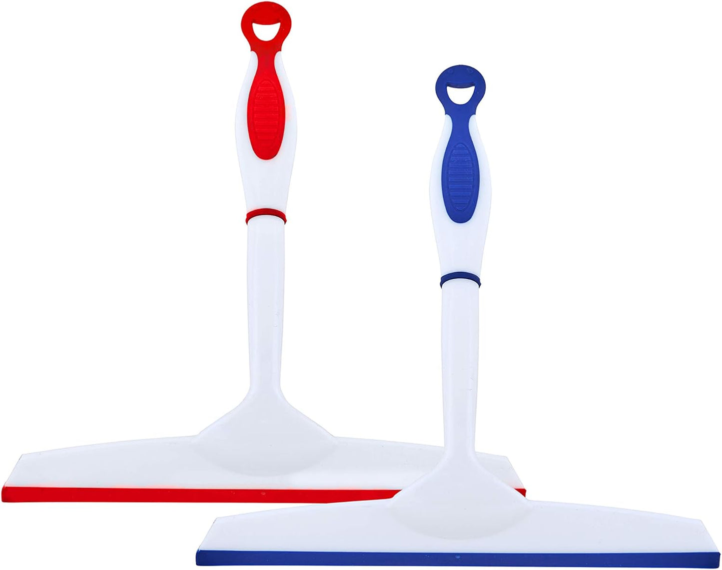 Superio Rubber Squeegee, 2 Pack, Streak Free All Purpose Window Squeegee, Comfort Grip Handle and Hanging Hook (Red, 10 Inch- 2 Pack)