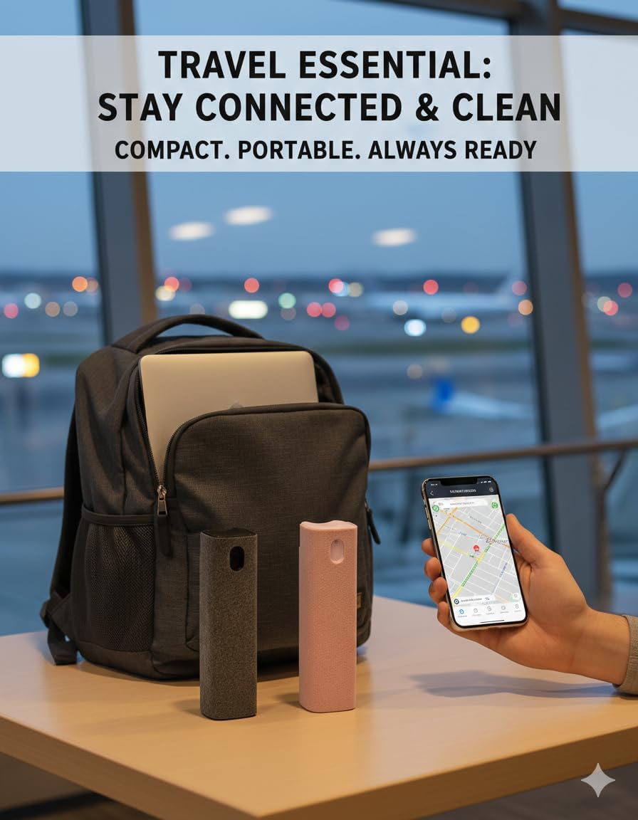 Screen Cleaner Spray and Wipe Touch Screen Cleaner for iPhone iPad Computer Laptop Tablet MacBook Cell Phone Eyeglasses（Pink）