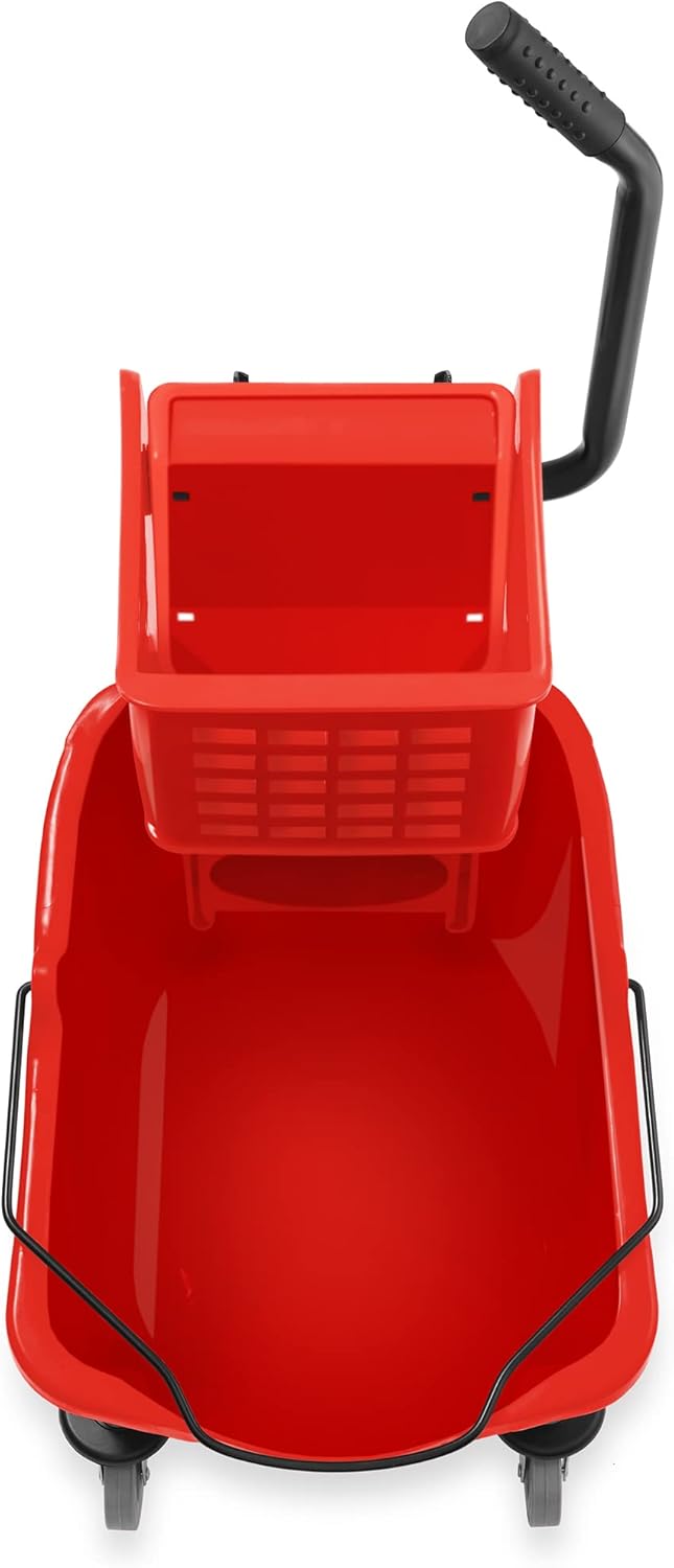 Dryser Commercial Side Press Wringer Combo Mop Bucket, 33 Quart, Blue