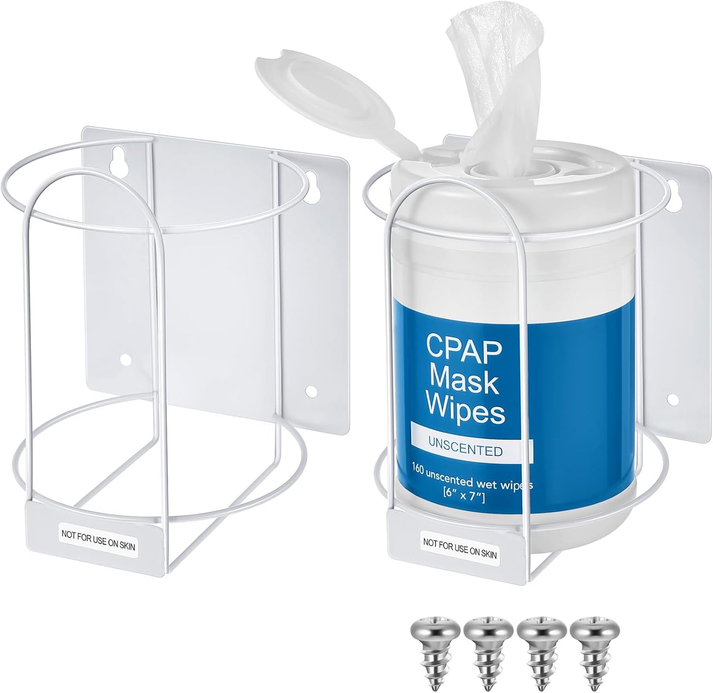 Maxcheck 2 Pack Wall Mounted Wipes Holders, Wall Brackets for Cleaning Wipes, Space-saving Organizer for Kitchen, Bathroom, Household, Office, Hospital, Gym, Public Restrooms(White)