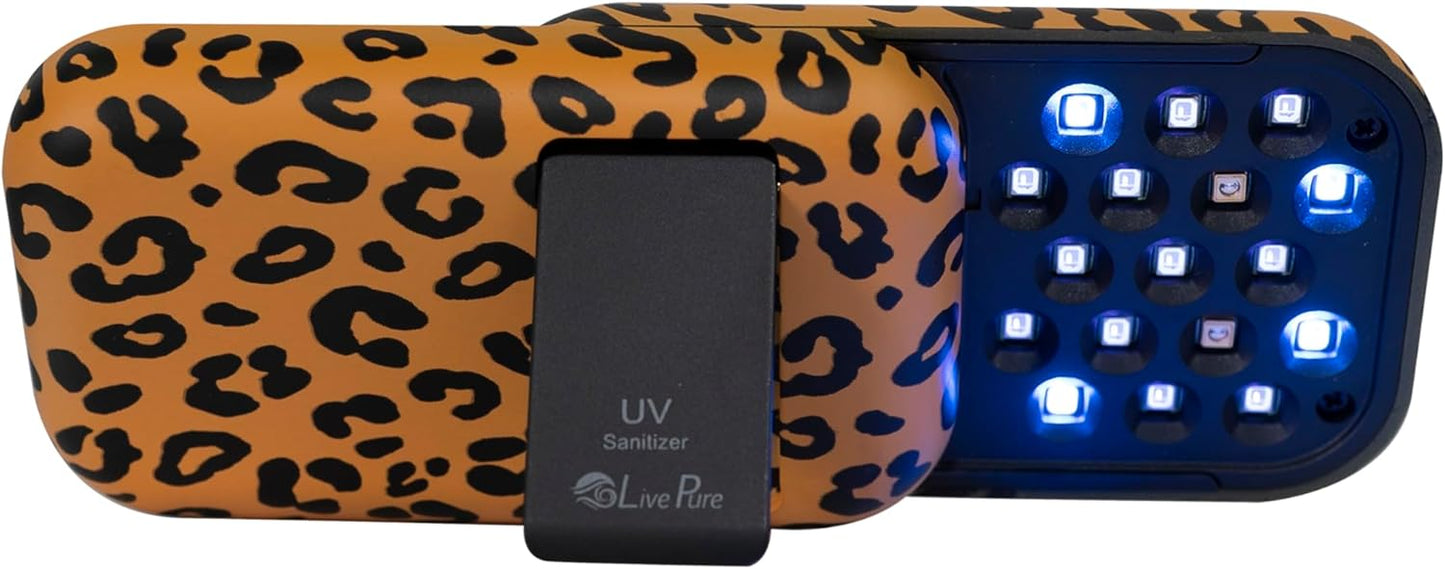 LivePure Handheld UV Light Sanitizer. Portable UV Light for Disinfecting Room, Kitchen, Car, Bathroom, Household Surfaces. Leopard