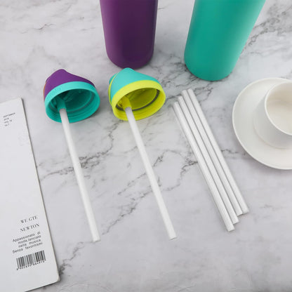 6pcs Replacement Straws for Owala Freesip 24/32oz, Reusable Plastic Straws with Cleaning Brush Tumbler Accessories Parts for Owala Flip 24/32oz Stainless Steel Insulated Water Bottle