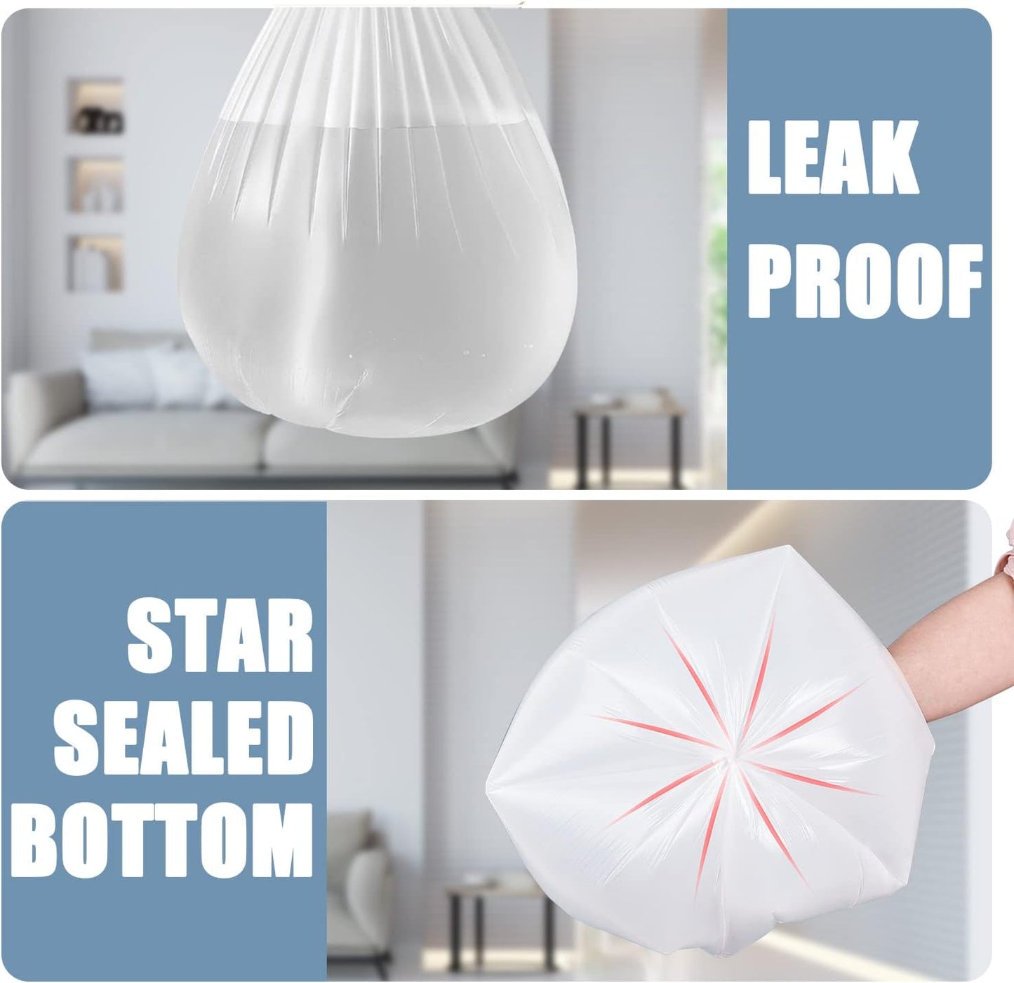 Small Trash Bags 4 Gallon - 100 Count 4 Gallon Trash Bag, Small Garbage Bags for Office Bedroom Bathroom Trash Bags, White 4 Gal Small Trash Can Liners