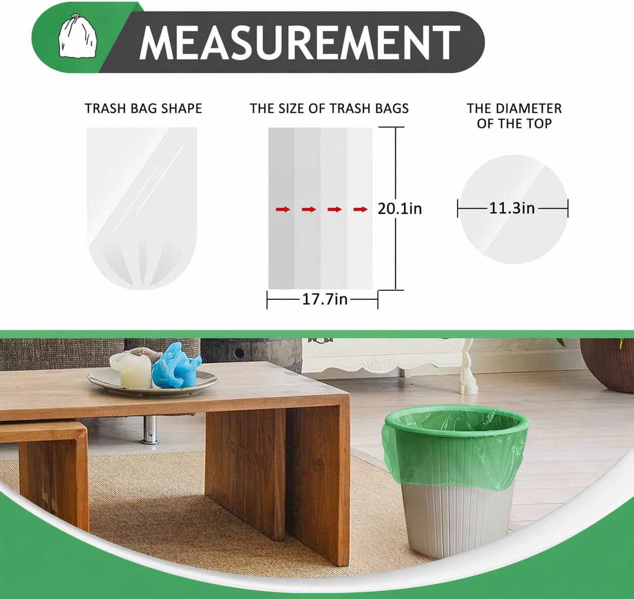 Teivio Small Trash Bags 4 Gallon 120 Counts Garbage Bags, Bathroom Trash Can Bin Liners, Small Plastic Bags for home office kitchen, fit 12-15 Liter, 3,3.5,4.5 Gal, Clear