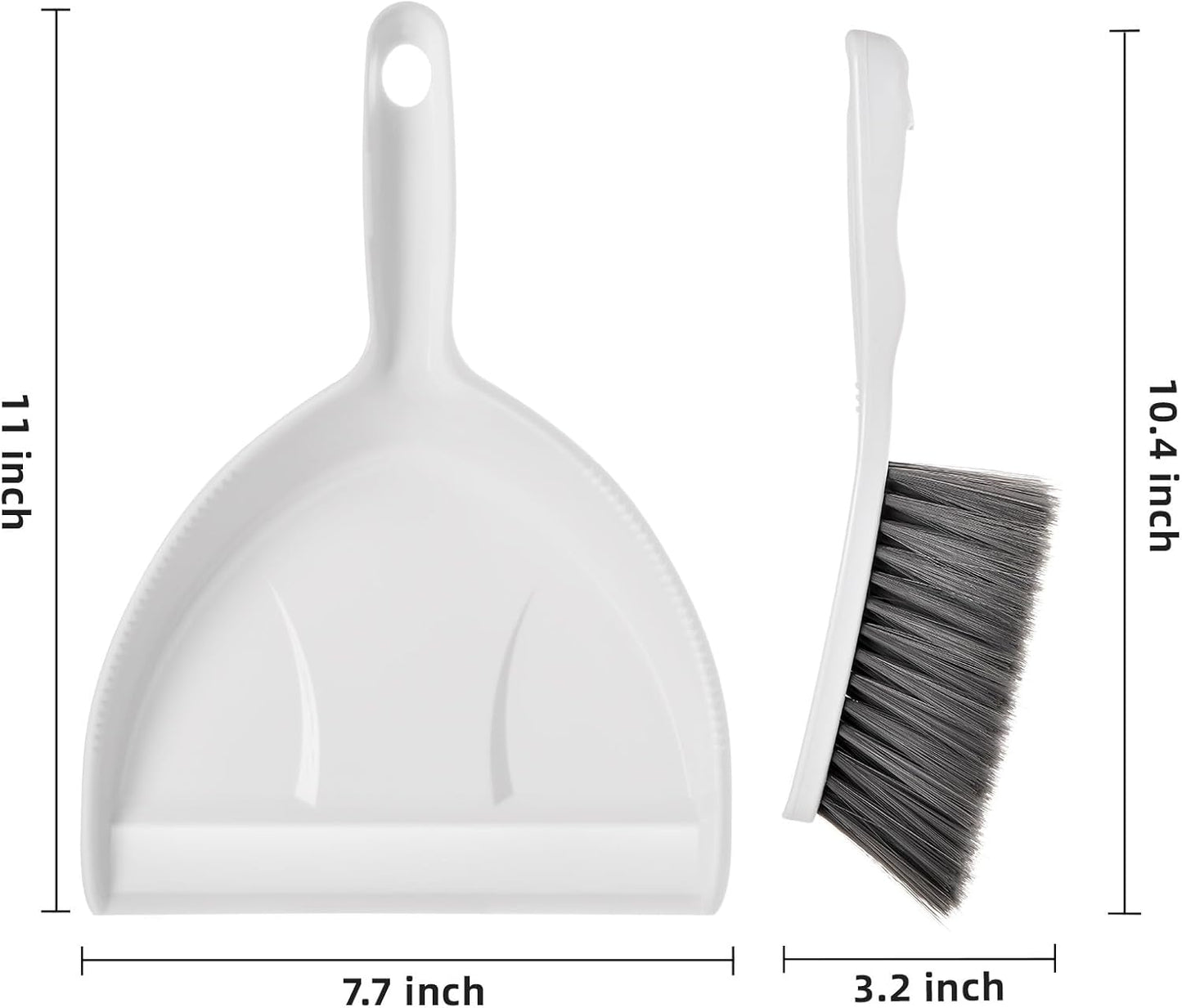SUBEKYU Dustpan and Brush Set with Bamboo Handle, Hand Mini Broom and Dustpan Set, Small Broom and Dustpan Set for Kitchen/Desktops/Bedroom, White, 1 Set