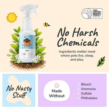 kin+kind Pee+Stain+Odor Destroyer - Multisurface - Maximum Strength - Stops Re-Marking - USDA Certified Biobased - Citrus - 32 fl oz