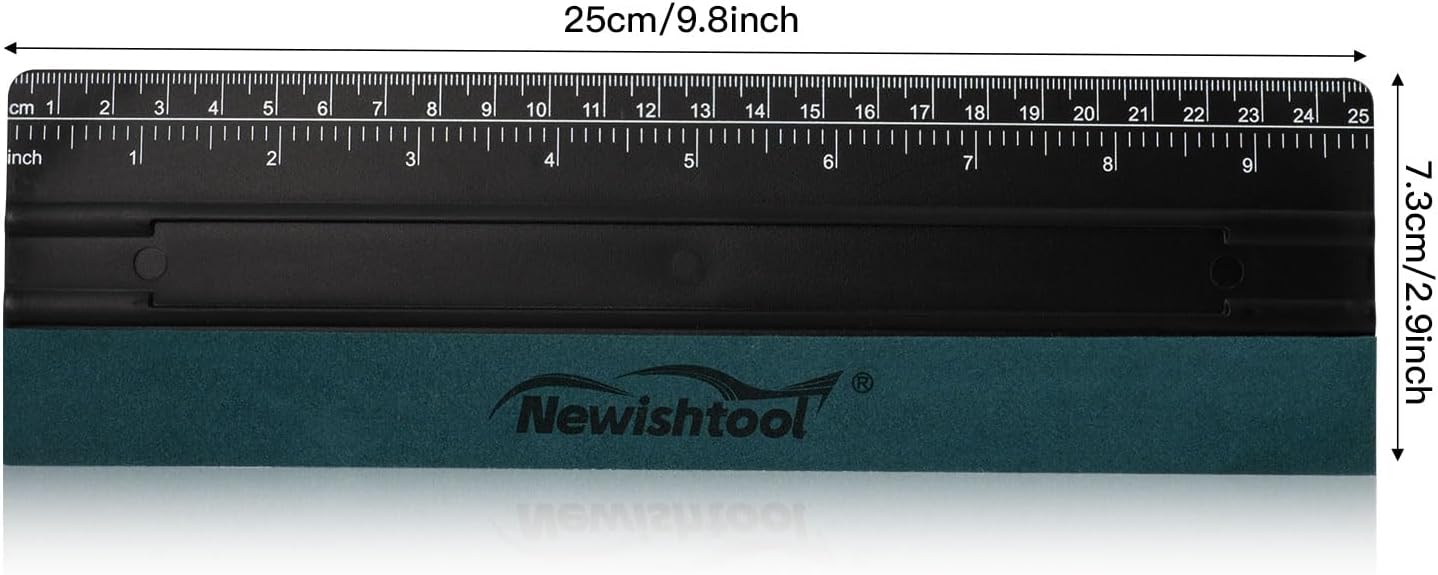 NEWISHTOOL Vinyl Wrap Squeegee for Vinyl, Big Size Wallpaper Smoothing Squeegee, 3 Pack 25CM Decals Squeegee with Ruler & Micro Suede Felt Edge for Sign Making Graphic Window Tint Film Application