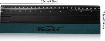 NEWISHTOOL Vinyl Wrap Squeegee for Vinyl, Big Size Wallpaper Smoothing Squeegee, 3 Pack 25CM Decals Squeegee with Ruler & Micro Suede Felt Edge for Sign Making Graphic Window Tint Film Application