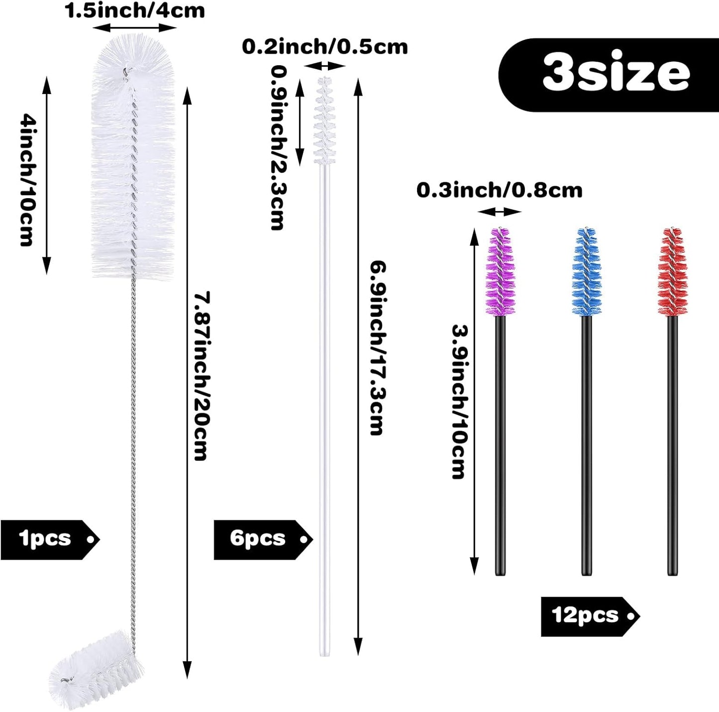 Hummingbird Feeder Cleaning Brush 19 Pieces 3 Size Mini Nylon Double Headed 2 in 1 Hummingbird Brush Hard to Reach Places Tiny Cleaning Kit(Black)