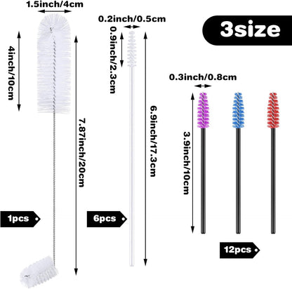 Hummingbird Feeder Cleaning Brush 19 Pieces 3 Size Mini Nylon Double Headed 2 in 1 Hummingbird Brush Hard to Reach Places Tiny Cleaning Kit(Black)