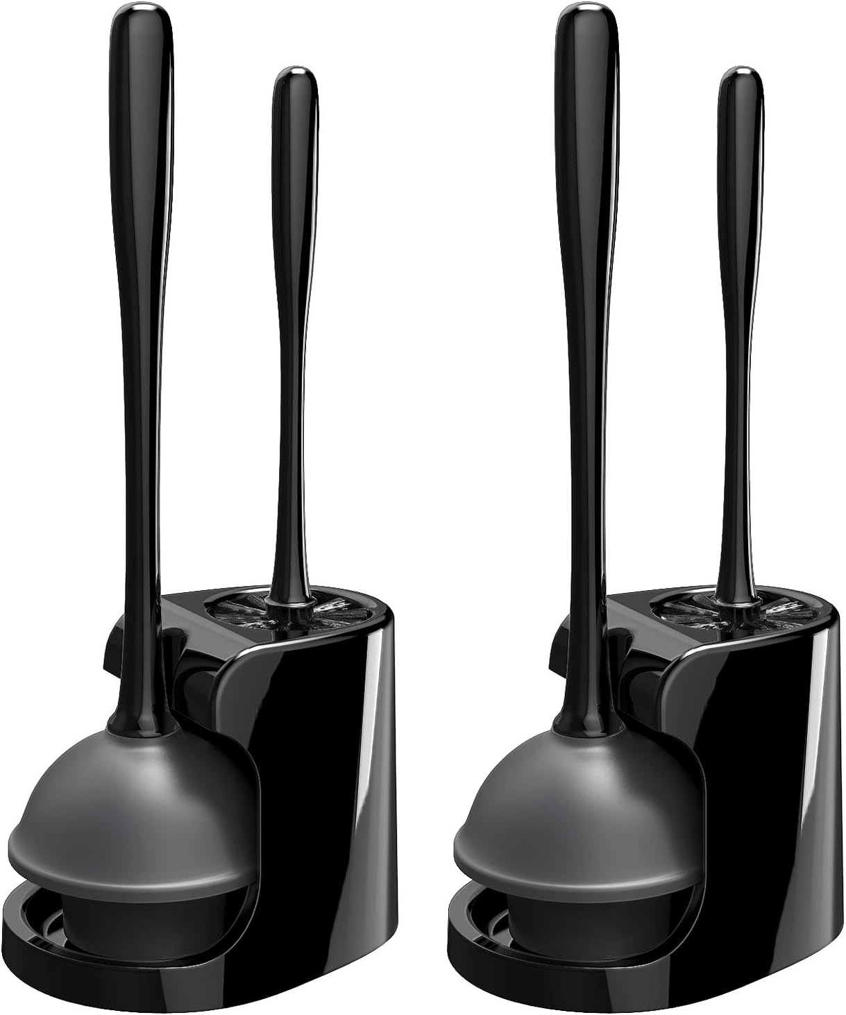 MR.SIGA Toilet Plunger and Bowl Brush Combo for Bathroom Cleaning, Gray, 2 Sets